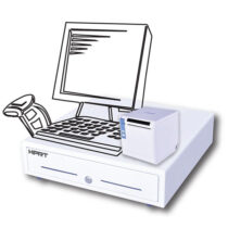 پرینتر حرارتی اچ پی آر تی مدل TP808 به همراه کشو پول HPRT مدل MK410