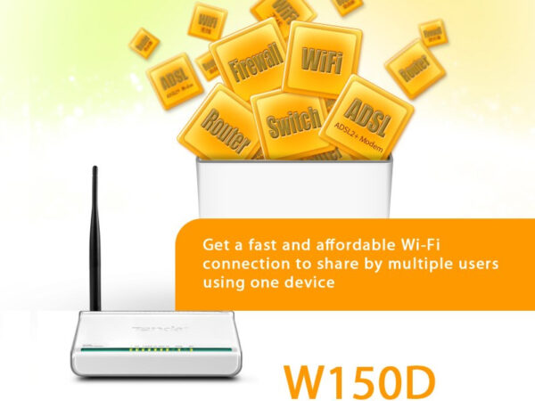 مودم-روتر +ADSL2 و بی‌سیم تندا مدل دبلیو 150 دی